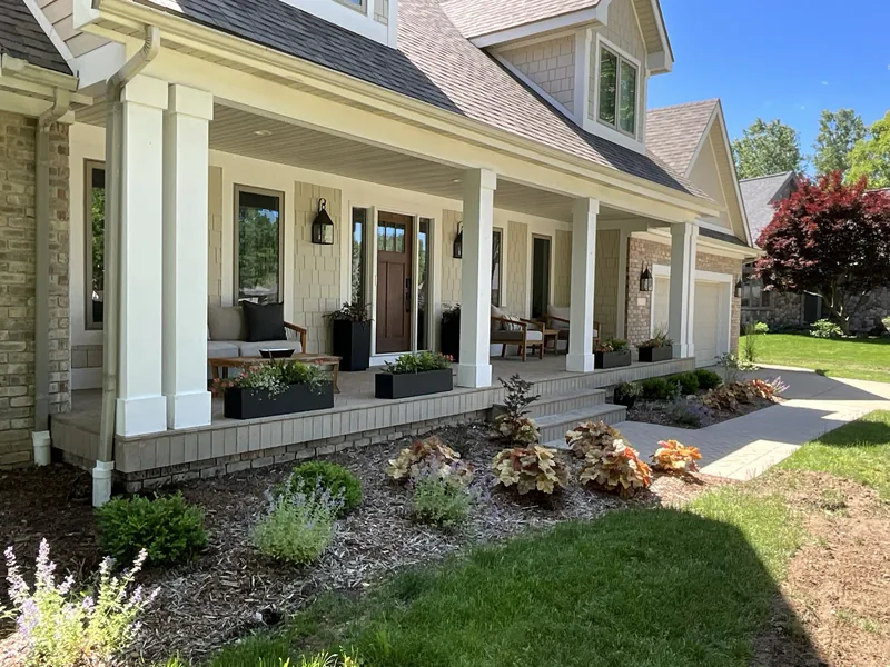 Layered foundation planting at a Cape Cod home